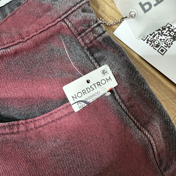 Women's PTCL Red Gray Jeans Nordstrom Daisy Non Stretch Straight Leg Jean 27 - Picture 6 of 7